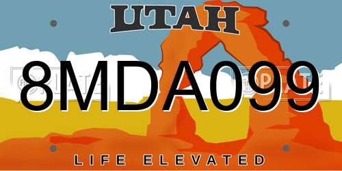 8MDA099 Utah License Plate