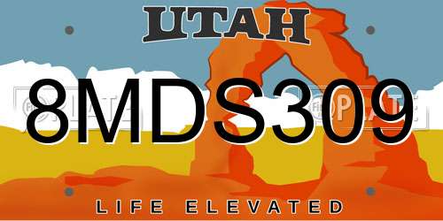 8MDS309 Utah License Plate