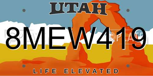 8MEW419 Utah License Plate