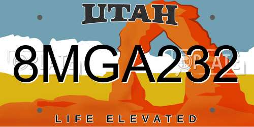 8MGA232 Utah License Plate