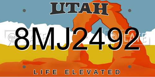 8MJ2492 Utah License Plate
