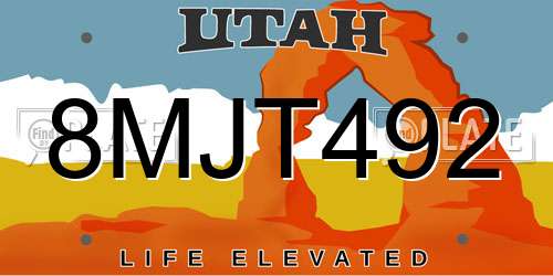 8MJT492 Utah License Plate