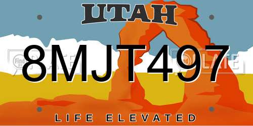 8MJT497 Utah License Plate