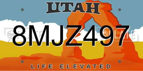 8MJZ497 Utah License Plate
