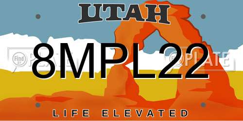 8MPL22 Utah License Plate