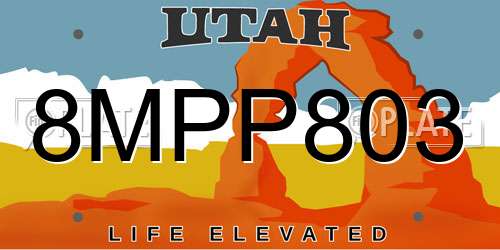 8MPP803 Utah License Plate