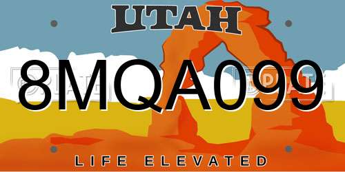 8MQA099 Utah License Plate