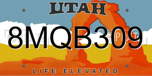 8MQB309 Utah License Plate