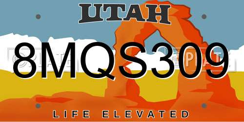 8MQS309 Utah License Plate