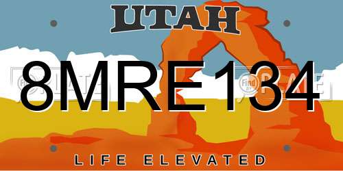 8MRE134 Utah License Plate