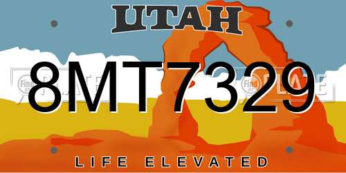 8MT7329 Utah License Plate