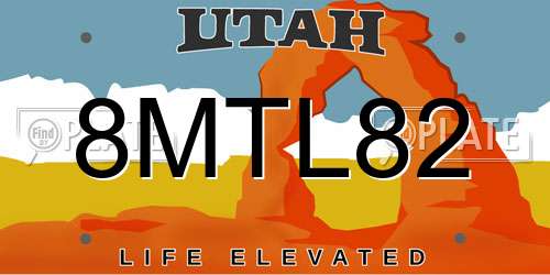 8MTL82 Utah License Plate