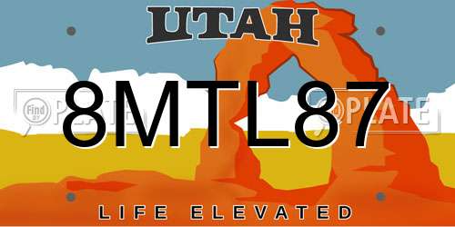 8MTL87 Utah License Plate