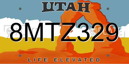 8MTZ329 Utah License Plate