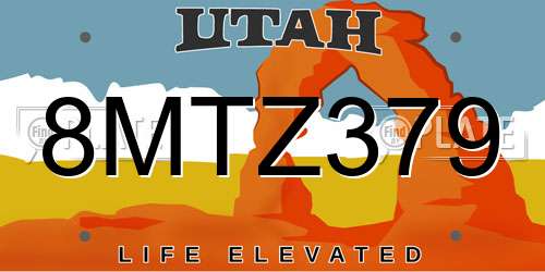 8MTZ379 Utah License Plate
