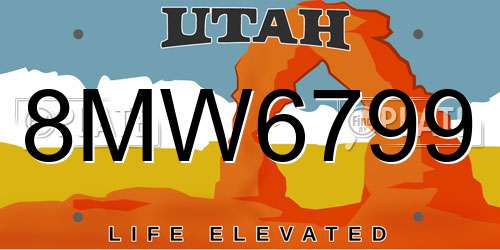 8MW6799 Utah License Plate