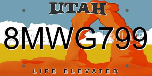 8MWG799 Utah License Plate