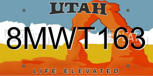 8MWT163 Utah License Plate