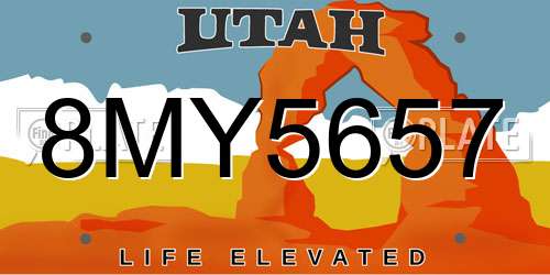 8MY5657 Utah License Plate