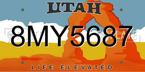 8MY5687 Utah License Plate