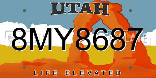 8MY8687 Utah License Plate
