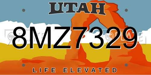 8MZ7329 Utah License Plate