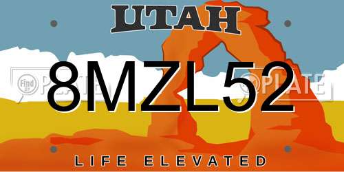 8MZL52 Utah License Plate