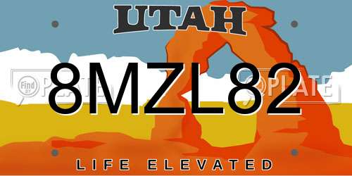 8MZL82 Utah License Plate