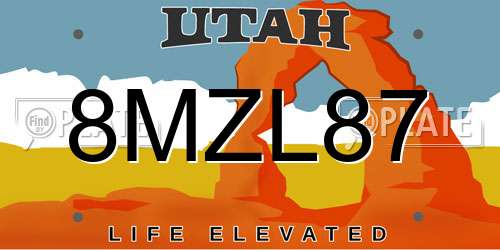 8MZL87 Utah License Plate