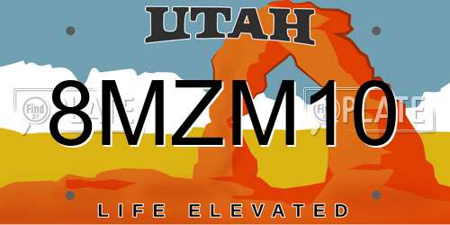 8MZM10 Utah License Plate