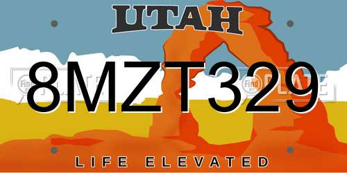 8MZT329 Utah License Plate