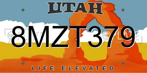 8MZT379 Utah License Plate