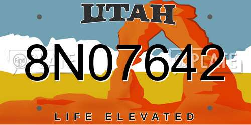 8N07642 Utah License Plate