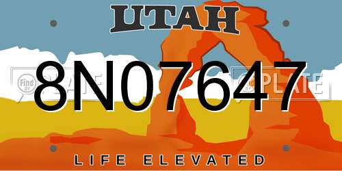 8N07647 Utah License Plate