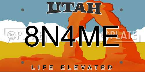 8N4ME Utah License Plate