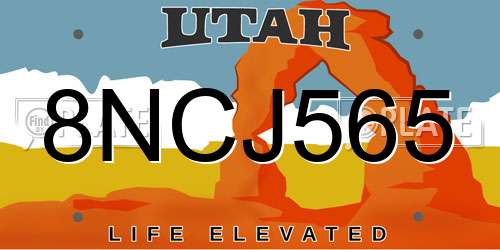 8NCJ565 Utah License Plate