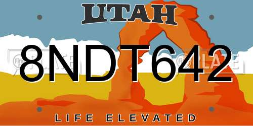 8NDT642 Utah License Plate