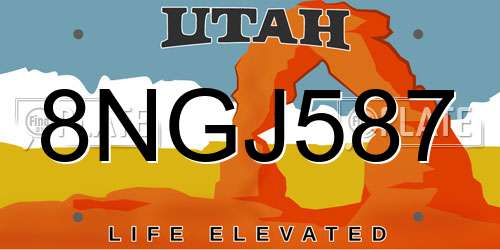 8NGJ587 Utah License Plate