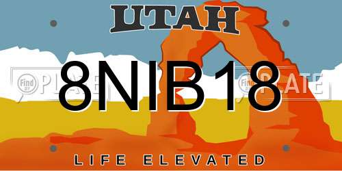 8NIB18 Utah License Plate