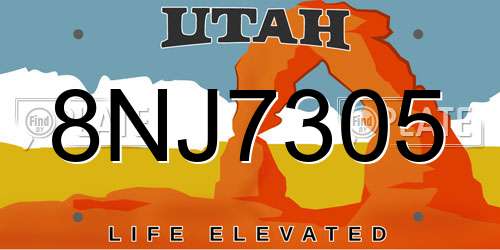 8NJ7305 Utah License Plate