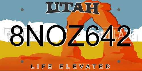 8NOZ642 Utah License Plate