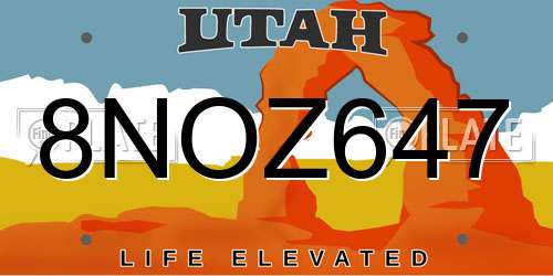 8NOZ647 Utah License Plate