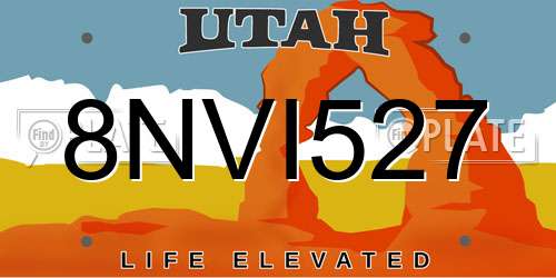 8NVI527 Utah License Plate