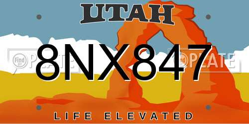 8NX847 Utah License Plate