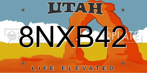 8NXB42 Utah License Plate