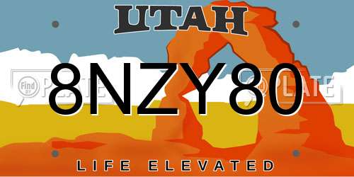 8NZY80 Utah License Plate