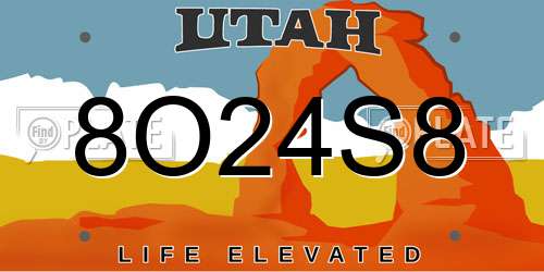 8O24S8 Utah License Plate