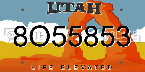 8O55853 Utah License Plate