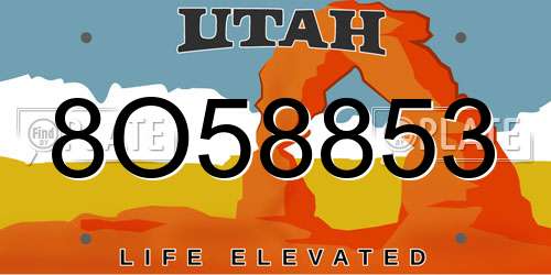 8O58853 Utah License Plate