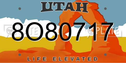 8O80717 Utah License Plate